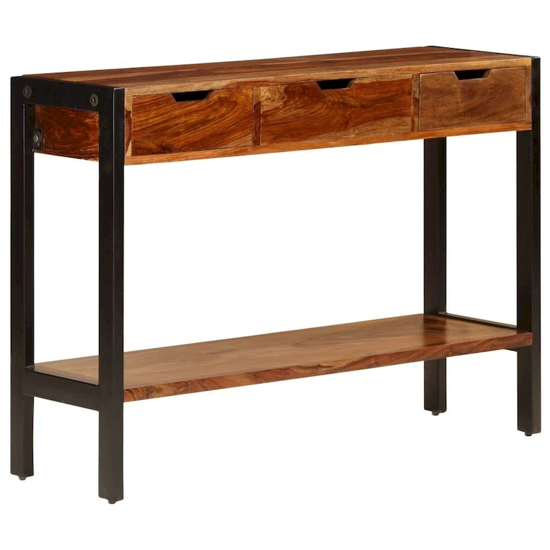 Bahut XL avec 3 tiroirs 110x35x75 cm en bois de sesham massif