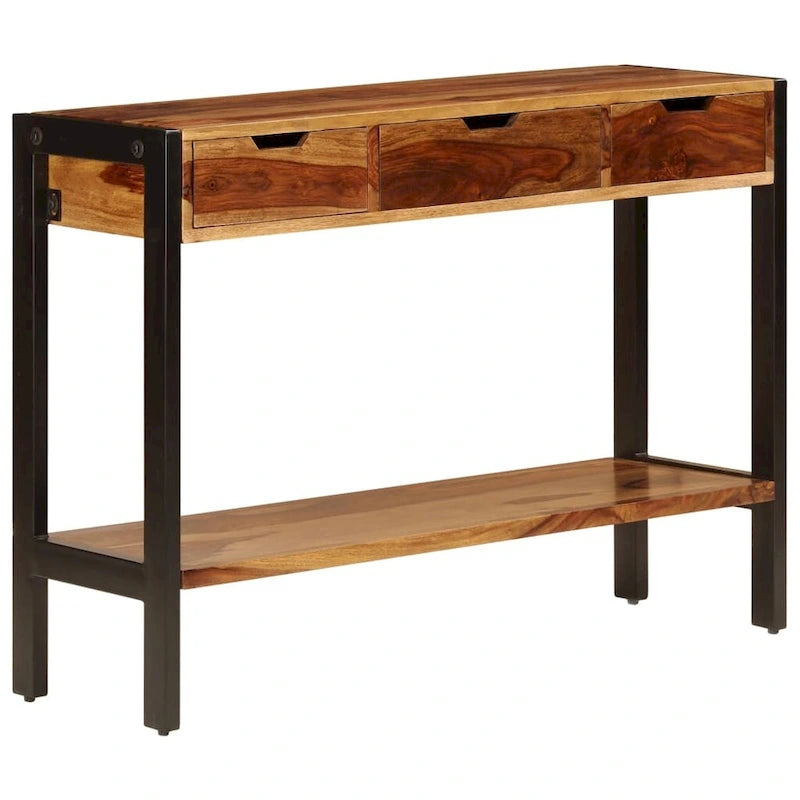 Bahut XL avec 3 tiroirs 110x35x75 cm en bois de sesham massif