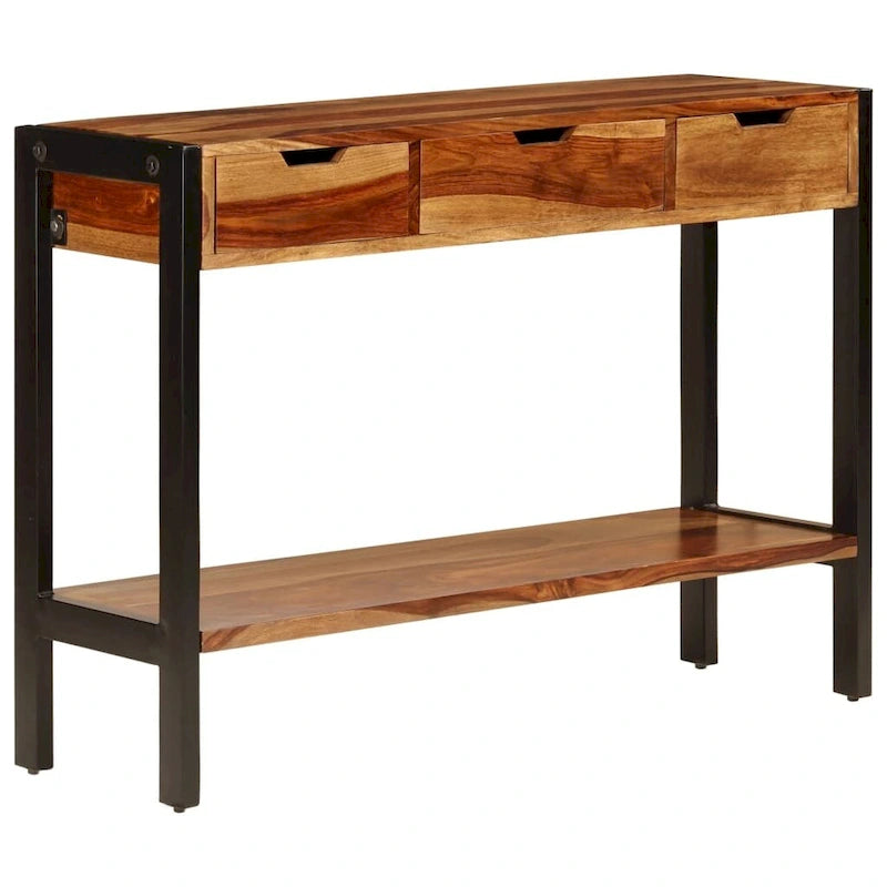 Bahut XL avec 3 tiroirs 110x35x75 cm en bois de sesham massif