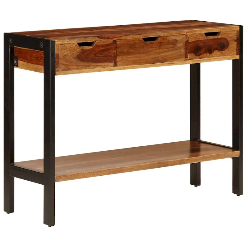 Bahut XL avec 3 tiroirs 110x35x75 cm en bois de sesham massif