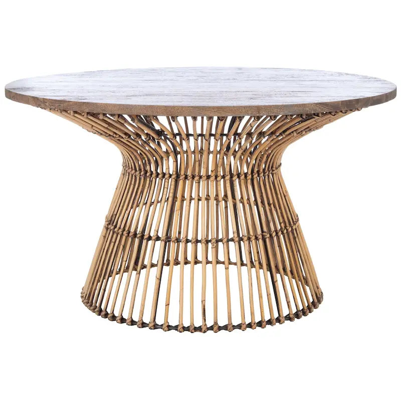 Table basse ronde en rotin moderne - 80 L x 80 P x 45 H cm