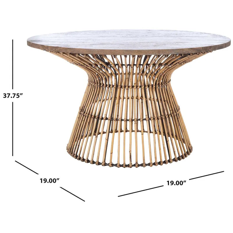 Table basse ronde en rotin moderne - 80 L x 80 P x 45 H cm