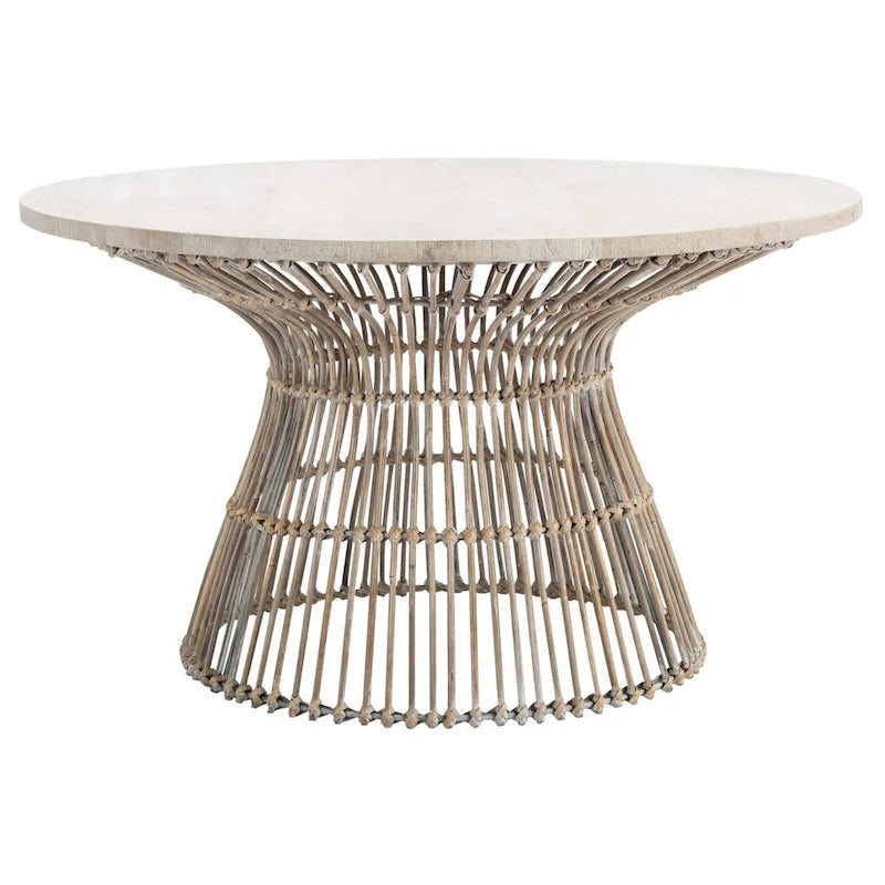 Table basse ronde en rotin moderne - 80 L x 80 P x 45 H cm