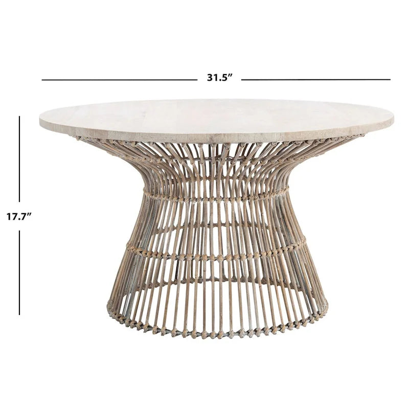 Table basse ronde en rotin moderne - 80 L x 80 P x 45 H cm