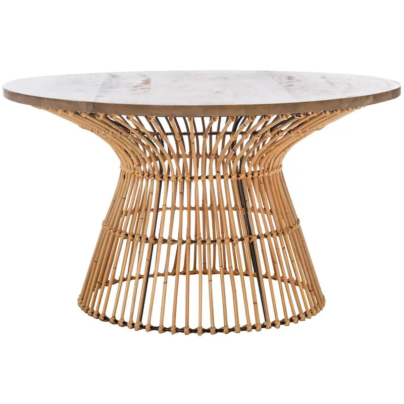 Table basse ronde en rotin moderne - 80 L x 80 P x 45 H cm