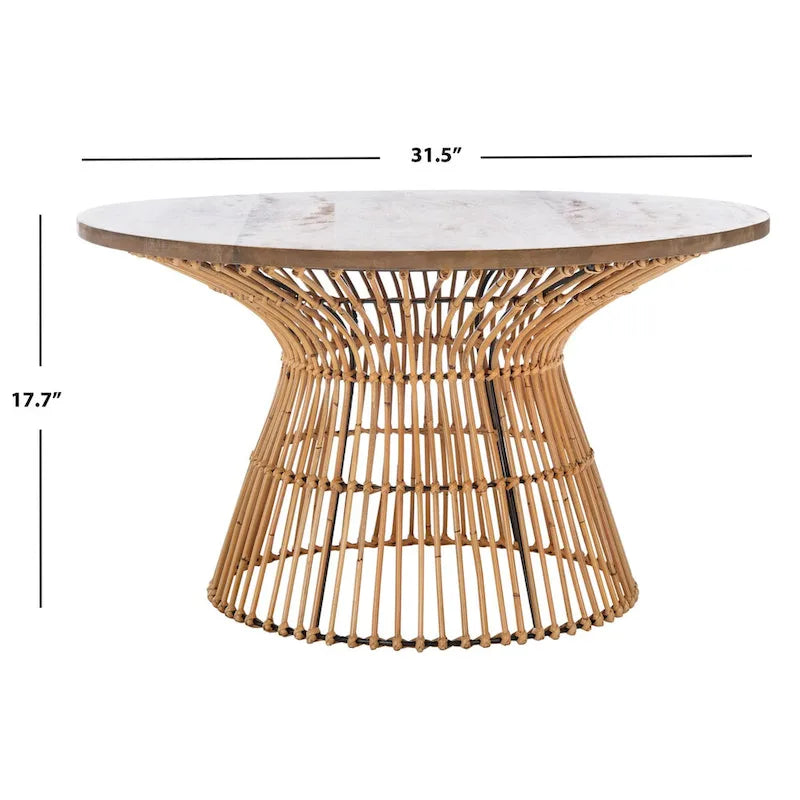 Table basse ronde en rotin moderne - 80 L x 80 P x 45 H cm