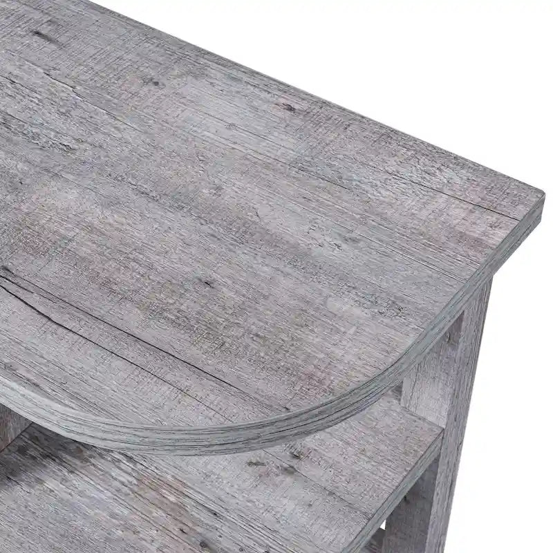 Meuble TV en bois gris clair de 48 po avec foyer électrique encastrable noir de 18 po