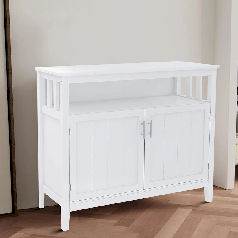 Buffet Minimaliste Classique en Bois avec un Placard et un Compartiment de Rangement Ouvert