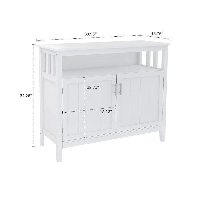 Buffet Minimaliste Classique en Bois avec un Placard et un Compartiment de Rangement Ouvert