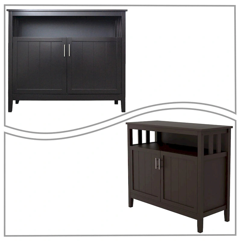 Buffet Minimaliste Classique en Bois avec un Placard et un Compartiment de Rangement Ouvert