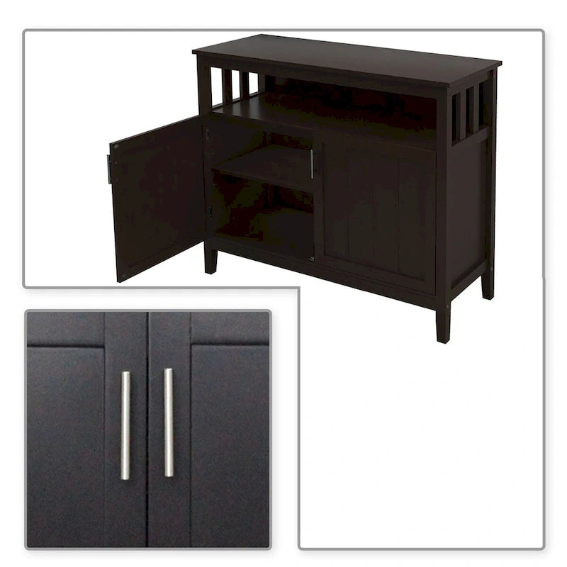 Buffet Minimaliste Classique en Bois avec un Placard et un Compartiment de Rangement Ouvert