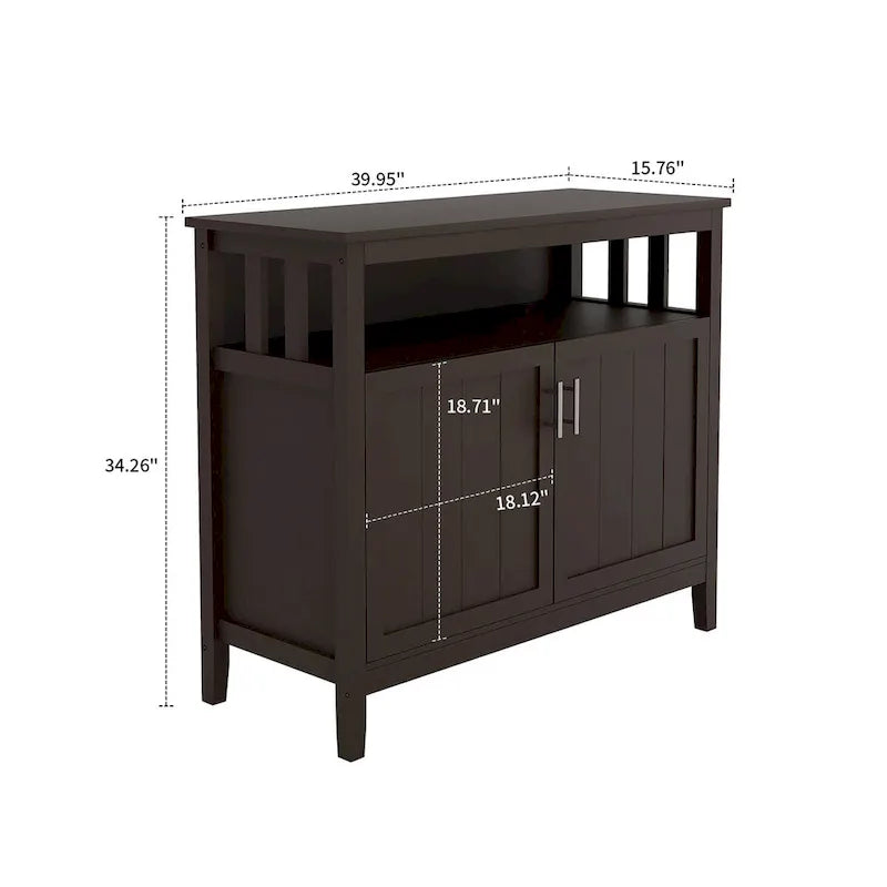 Buffet Minimaliste Classique en Bois avec un Placard et un Compartiment de Rangement Ouvert