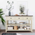 Table console de 50 L au design rétro avec deux étagères ouvertes, cadre et pieds en pin massif