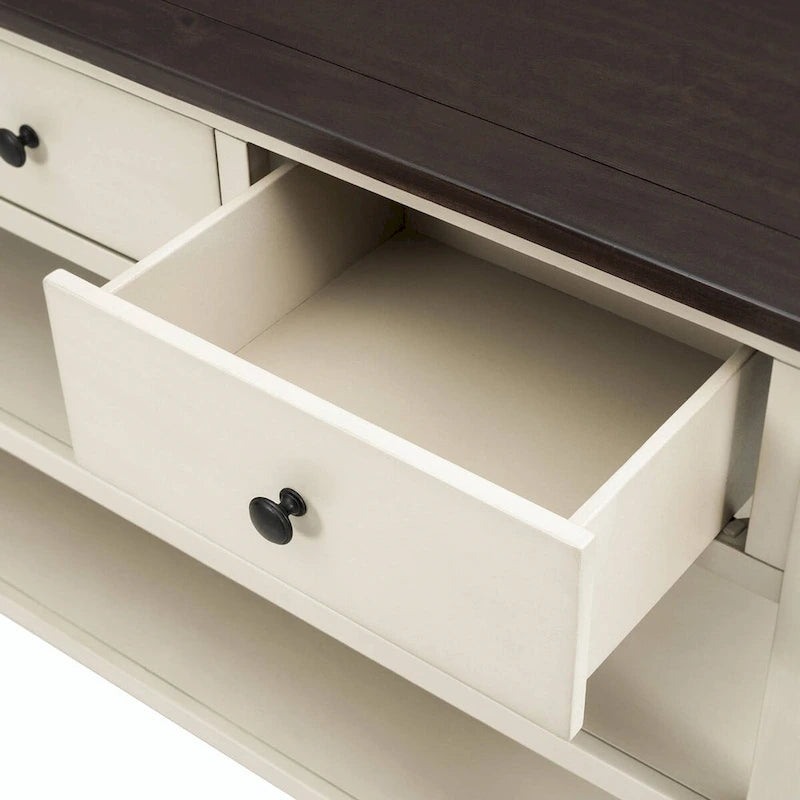 Table console de 50 L au design rétro avec deux étagères ouvertes, cadre et pieds en pin massif