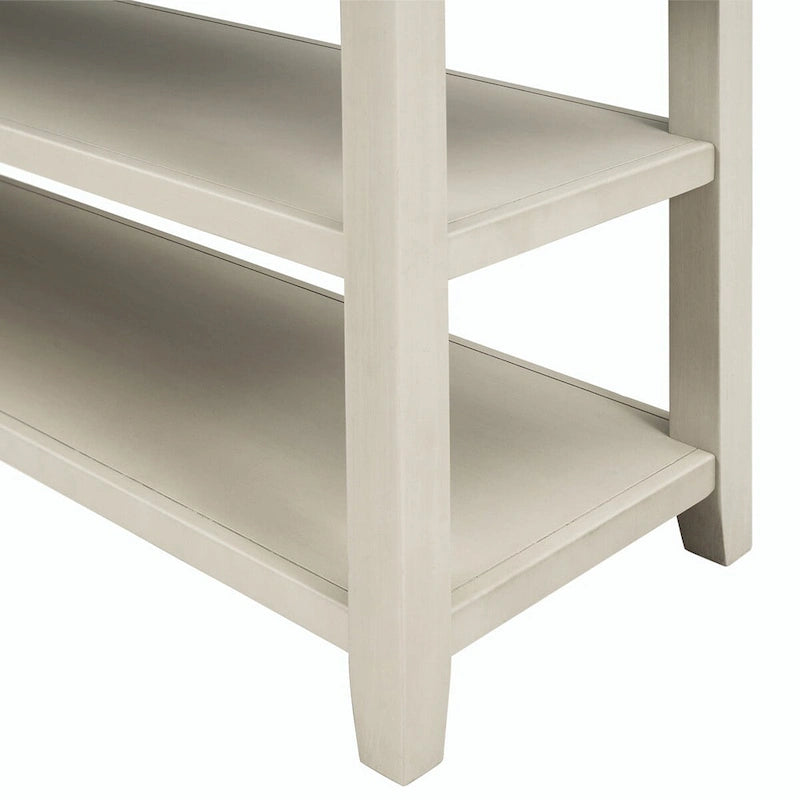 Table console de 50 L au design rétro avec deux étagères ouvertes, cadre et pieds en pin massif