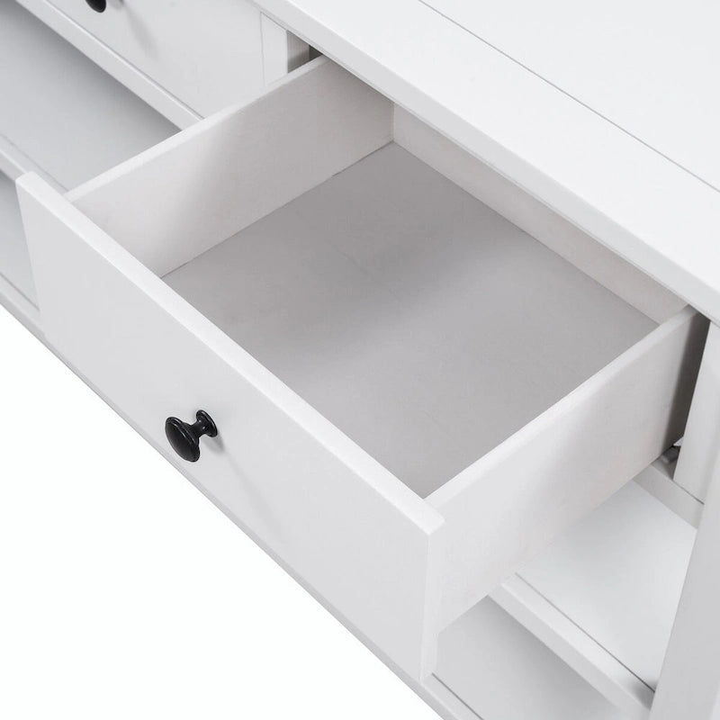 Table console de 50 L au design rétro avec deux étagères ouvertes, cadre et pieds en pin massif