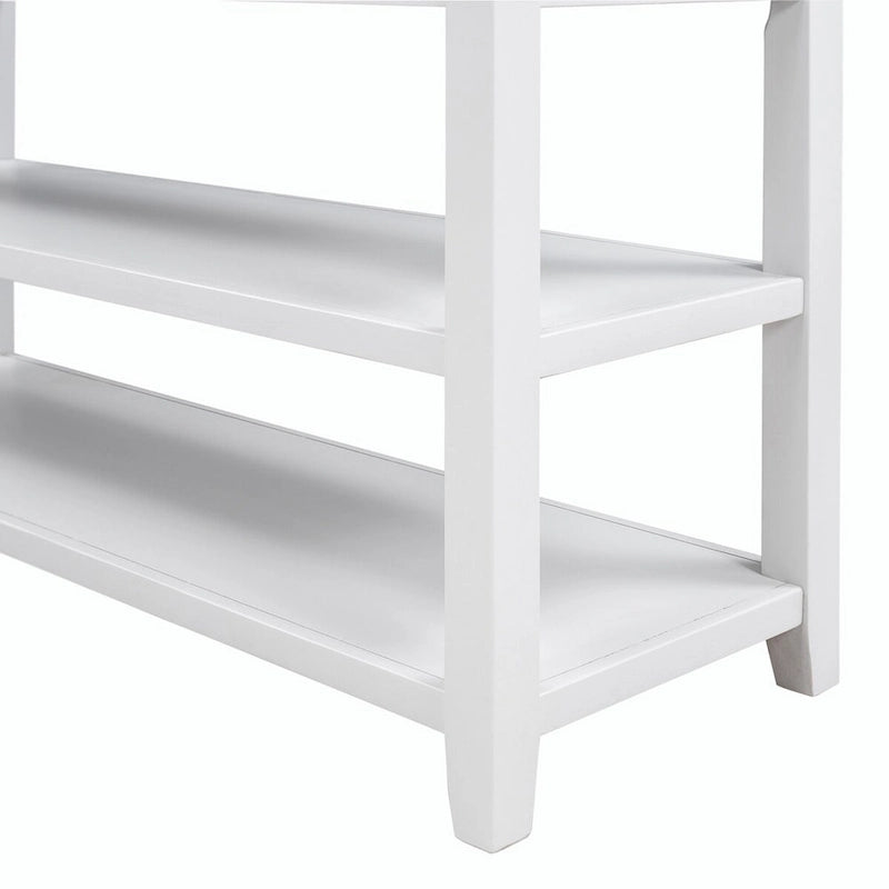 Table console de 50 L au design rétro avec deux étagères ouvertes, cadre et pieds en pin massif