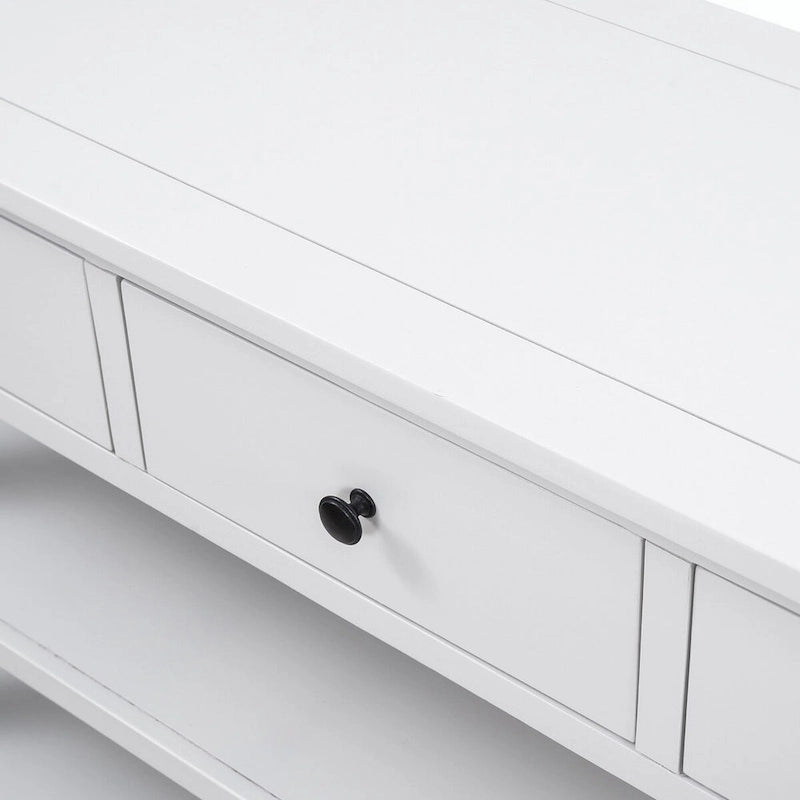 Table console de 50 L au design rétro avec deux étagères ouvertes, cadre et pieds en pin massif