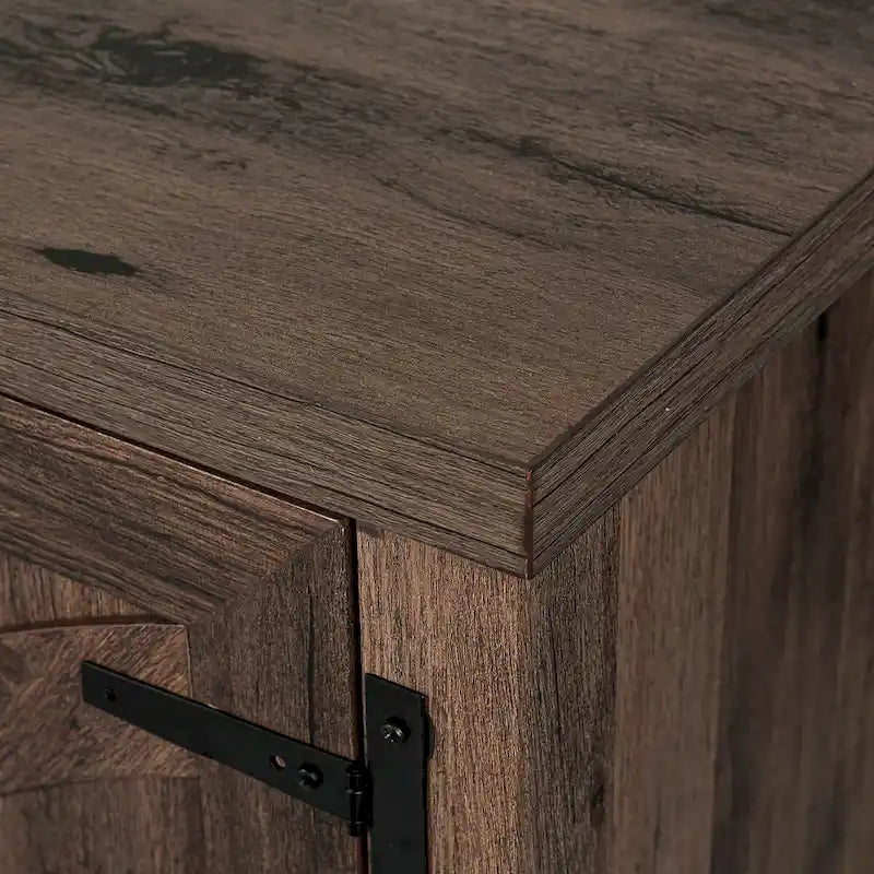 Meuble TV console en bois avec portes de grange rustiques en noyer de 58 po pour téléviseurs jusqu'à 65 po - 58 po de largeur