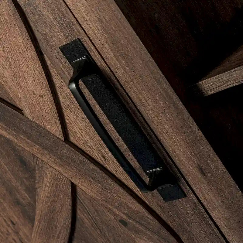 Meuble TV console en bois avec portes de grange rustiques en noyer de 58 po pour téléviseurs jusqu'à 65 po - 58 po de largeur