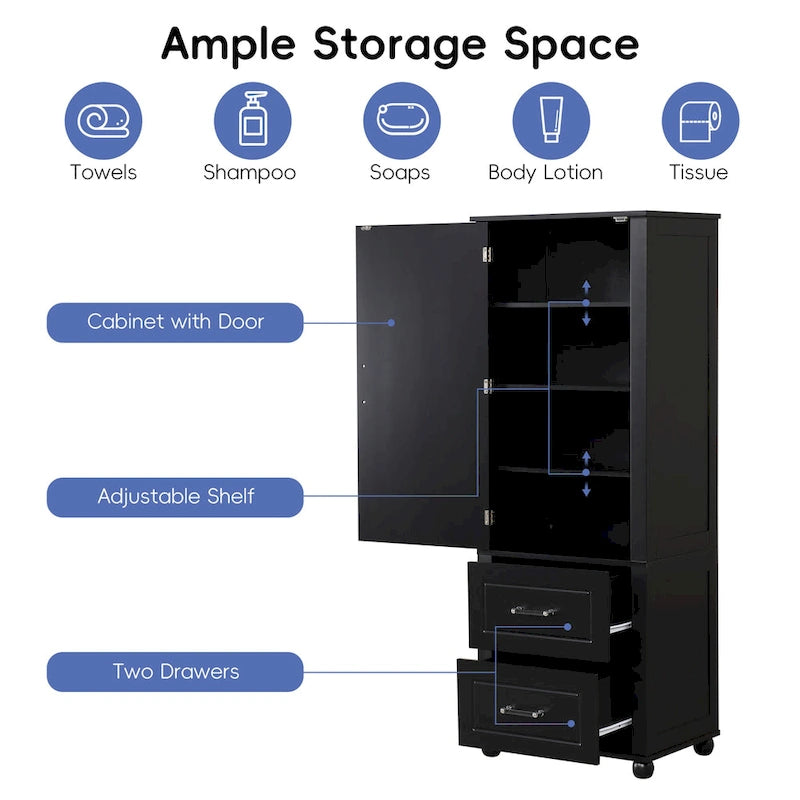 Meuble de rangement haut de salle de bain, Armoire de rangement sur pied