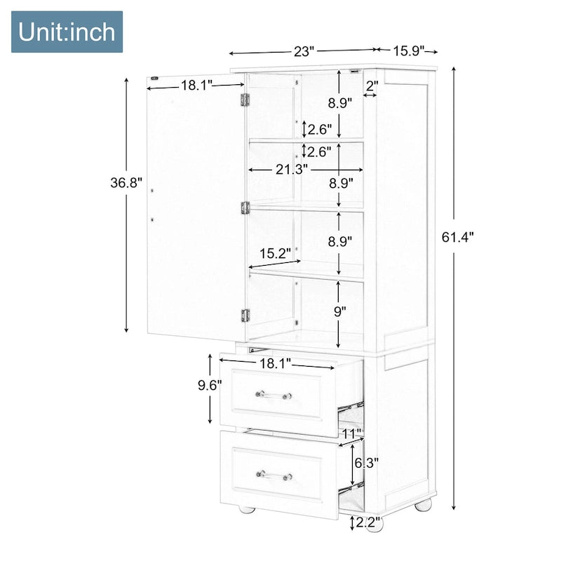 Meuble de rangement haut de salle de bain, Armoire de rangement sur pied