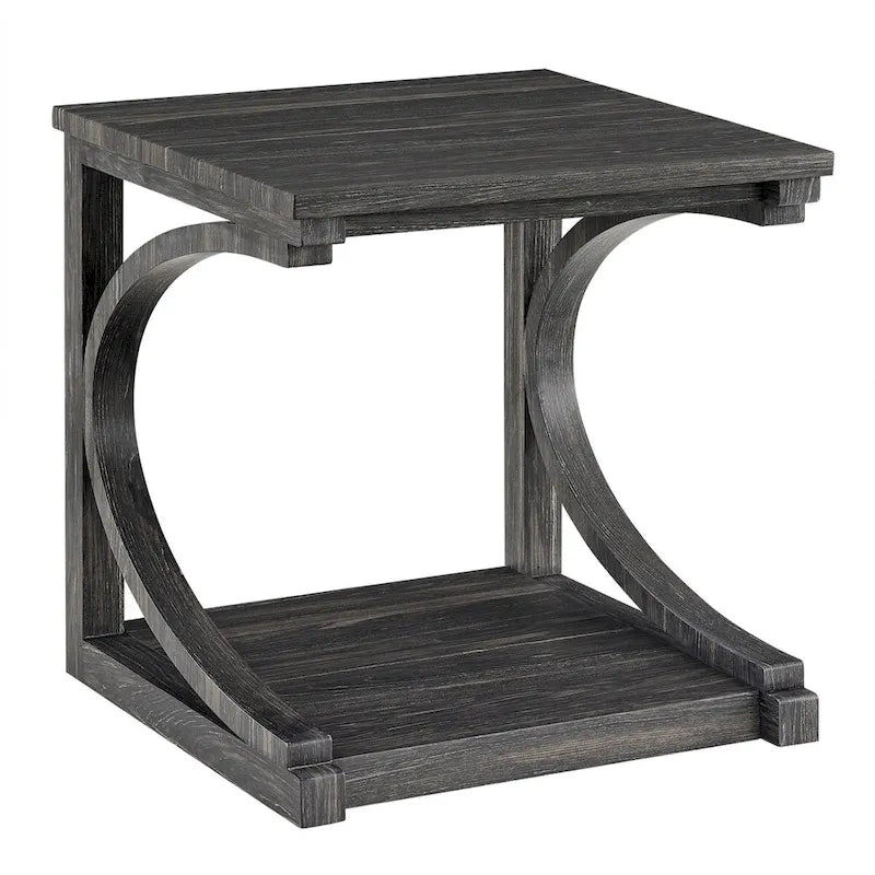 Table basse unique, table basse moderne en bois massif de 60,5 cm avec rangement, table basse en bois massif de forme spéciale