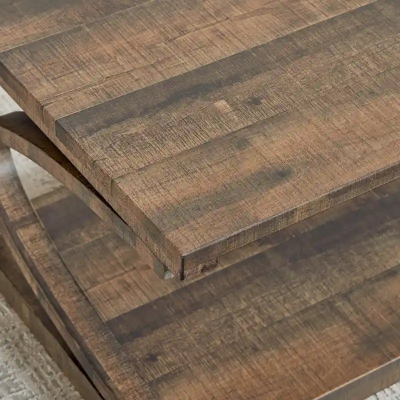 Table basse unique, table basse moderne en bois massif de 60,5 cm avec rangement, table basse en bois massif de forme spéciale