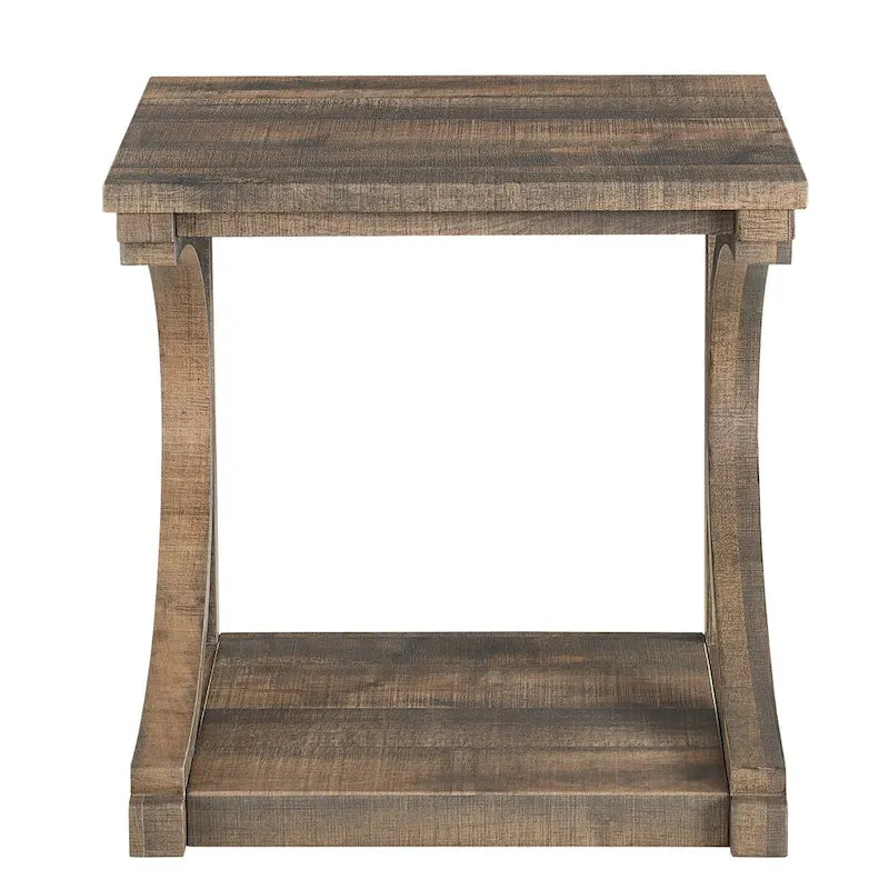 Table basse unique, table basse moderne en bois massif de 60,5 cm avec rangement, table basse en bois massif de forme spéciale
