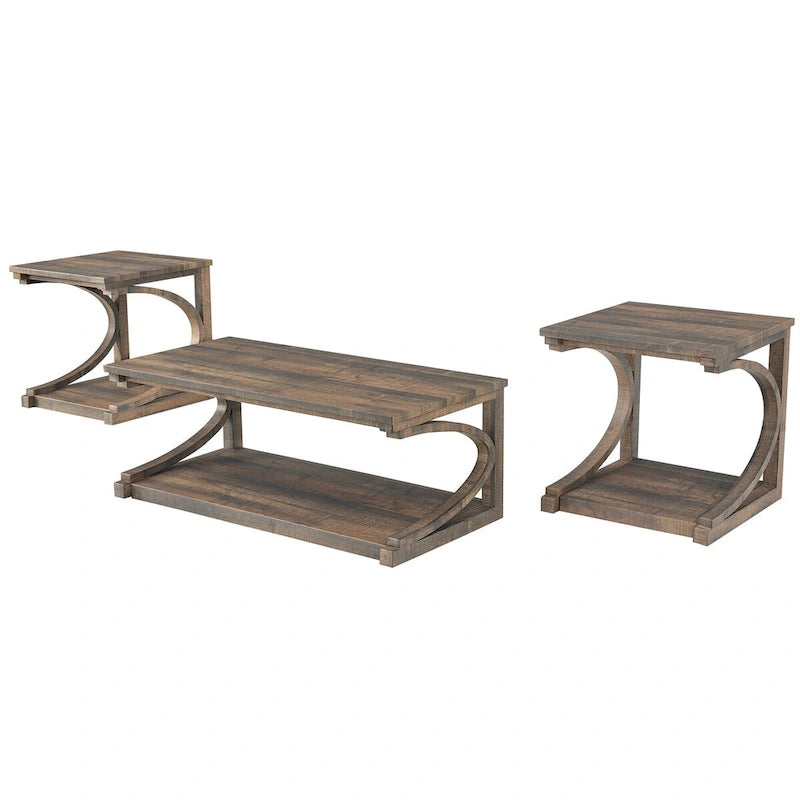 Table basse unique, table basse moderne en bois massif de 60,5 cm avec rangement, table basse en bois massif de forme spéciale