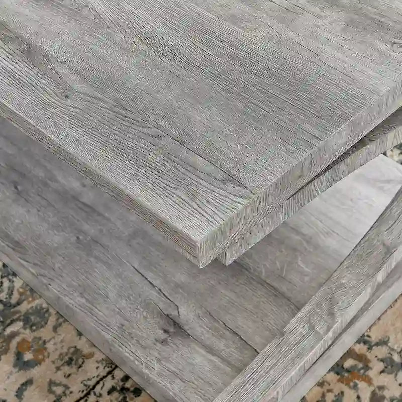 Table basse unique, table basse moderne en bois massif de 60,5 cm avec rangement, table basse en bois massif de forme spéciale