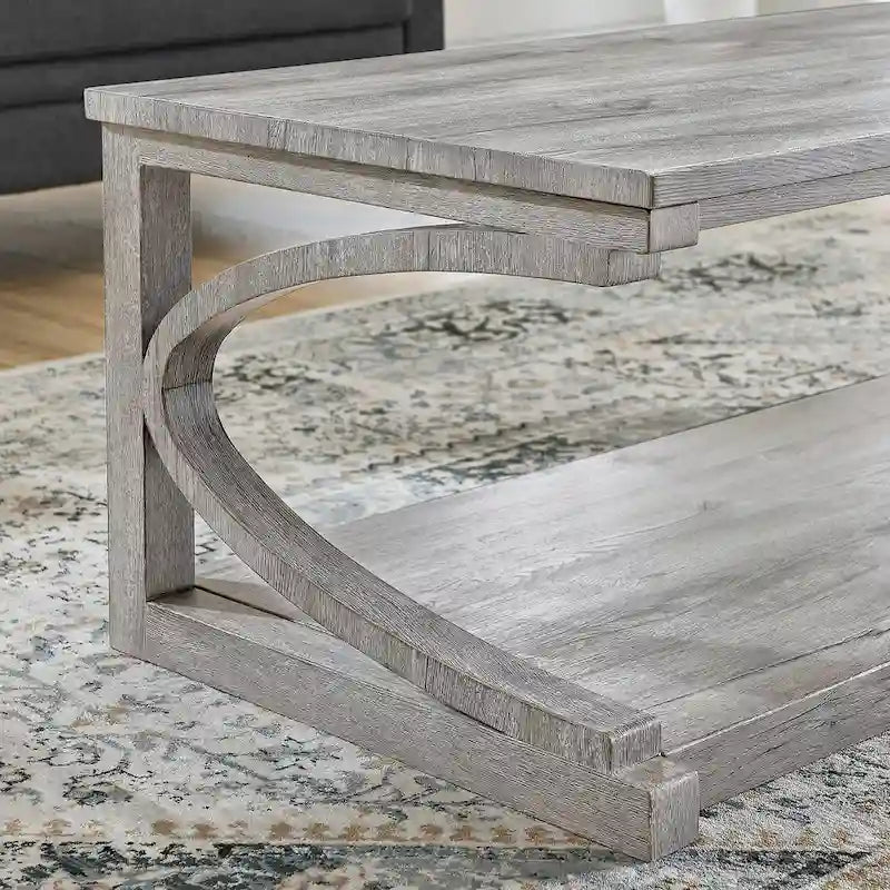 Table basse unique, table basse moderne en bois massif de 60,5 cm avec rangement, table basse en bois massif de forme spéciale