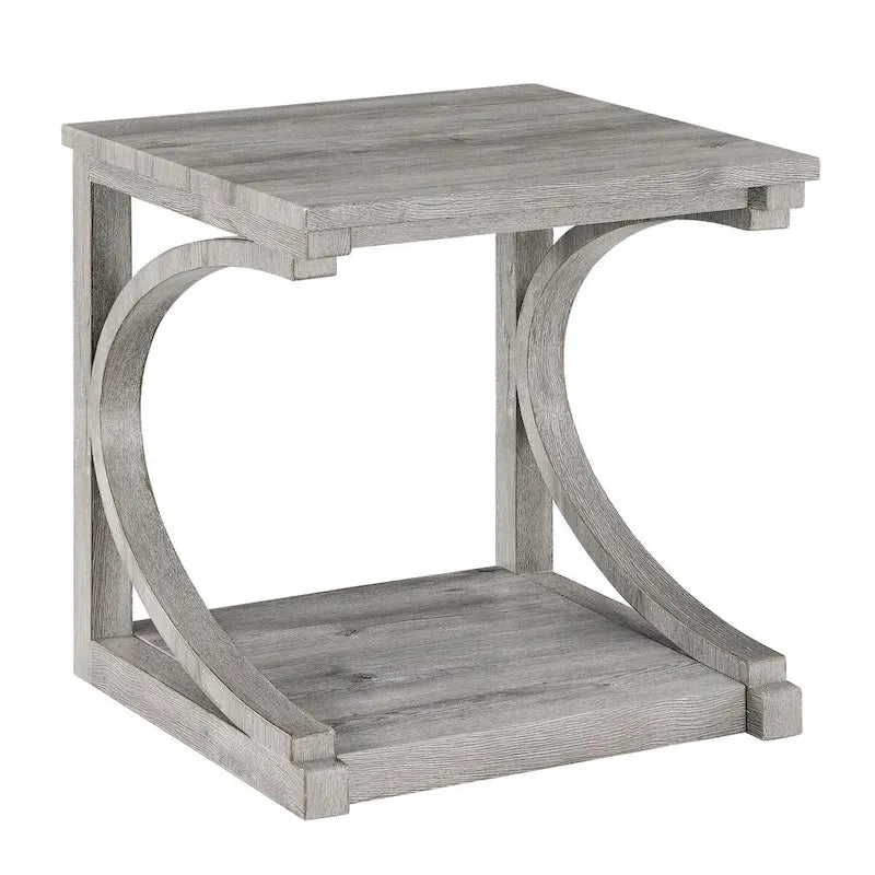 Table basse unique, table basse moderne en bois massif de 60,5 cm avec rangement, table basse en bois massif de forme spéciale