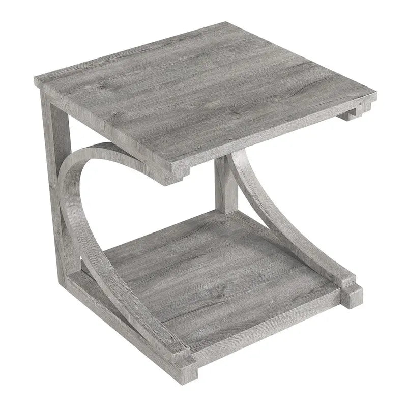 Table basse unique, table basse moderne en bois massif de 60,5 cm avec rangement, table basse en bois massif de forme spéciale