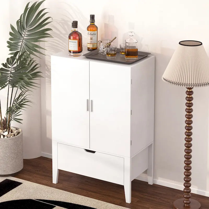 Meuble de buffet avec porte-bouteilles et porte-verres pour couloirs et salons
