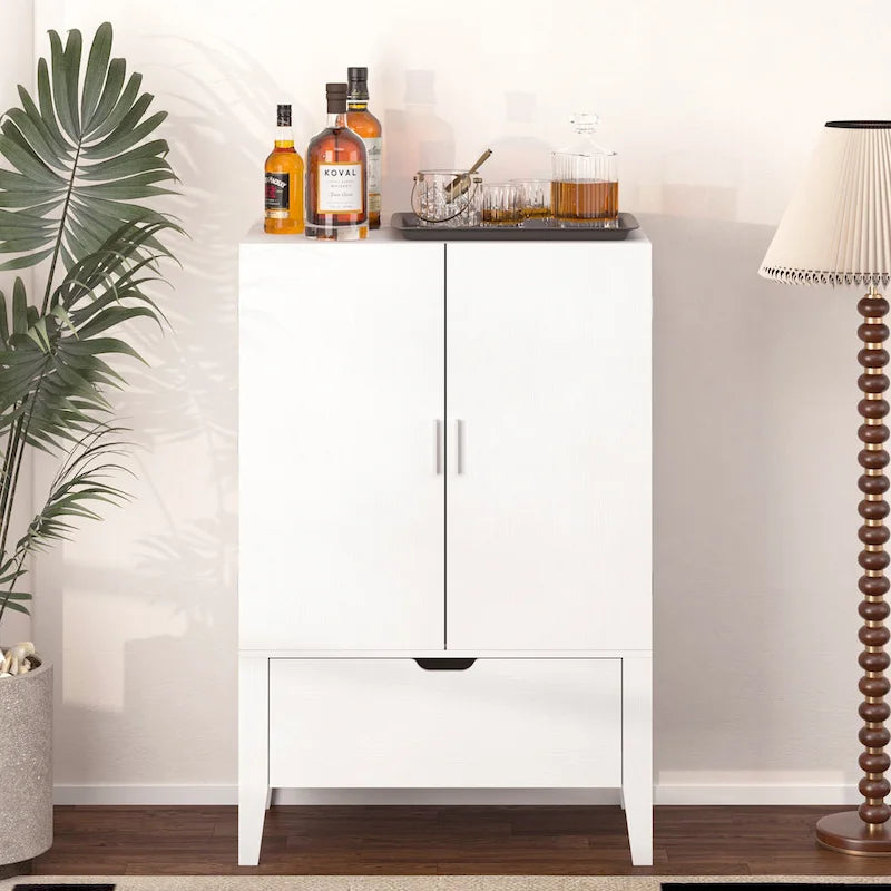 Meuble de buffet avec porte-bouteilles et porte-verres pour couloirs et salons