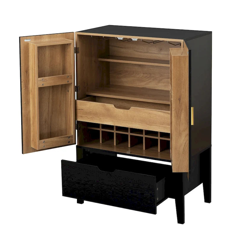 Meuble de buffet avec porte-bouteilles et porte-verres pour couloirs et salons