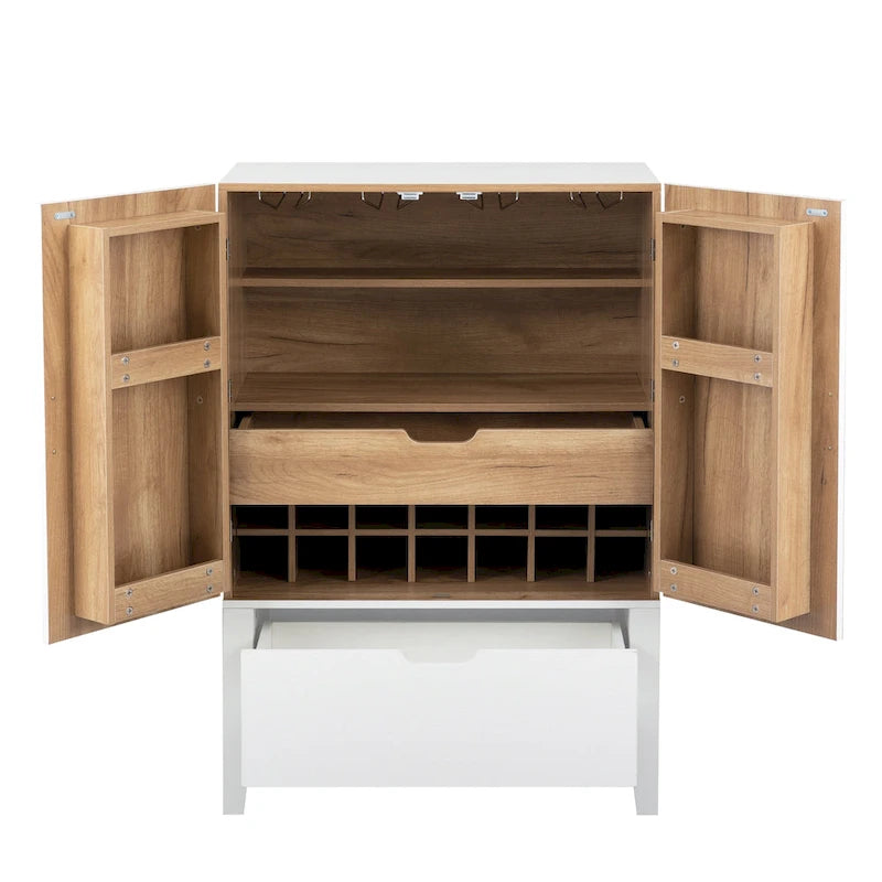 Meuble de buffet avec porte-bouteilles et porte-verres pour couloirs et salons